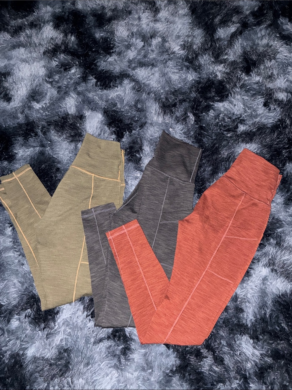 PrAna Becksa 7/8 High Rise Ribbed Athletic Leggings xs fall orange brown green